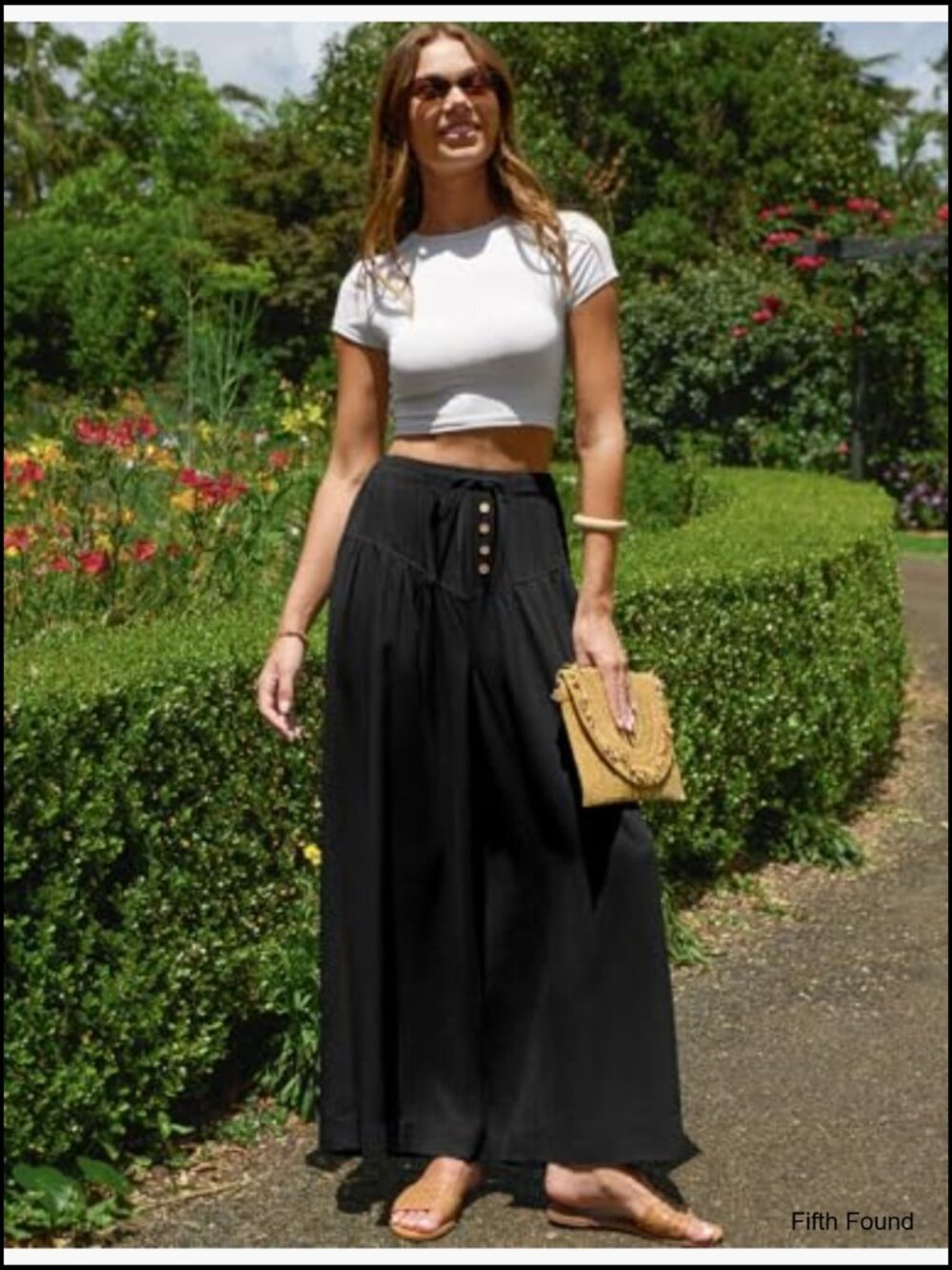 Wide Leg Linen Palazzo Pants High Waisted Drawstring Casual Lounge Travel - Picture 3 of 7